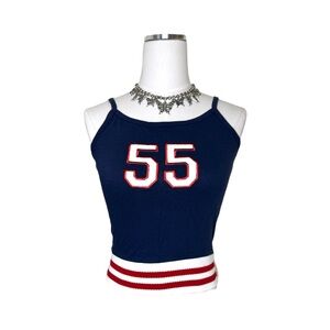 Y2K Extreme Navy Blue, Red + White Blokette Number Cami Top Size Medium